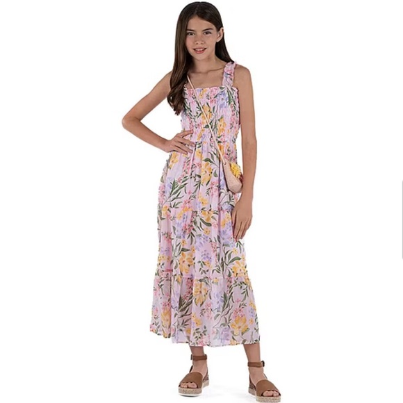 Speechless Other - Pink Floral Maxi Beach Sleeveless Vacation Resort Dress Girls Size 8